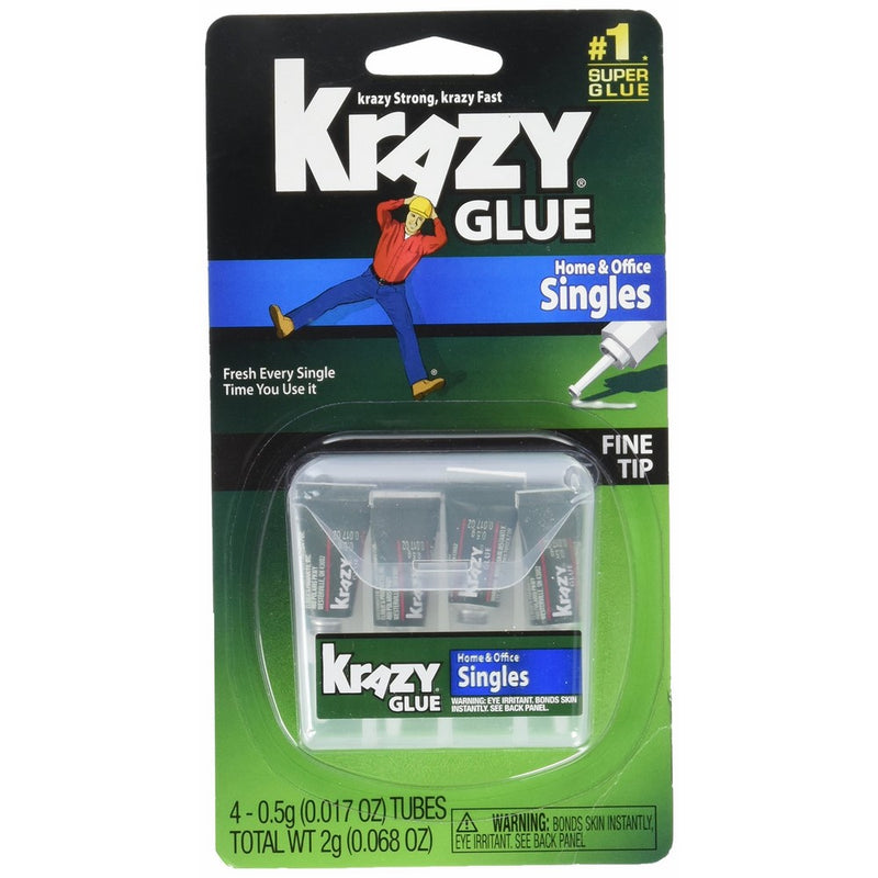 Krazy Glue KG82048SN Instant Crazy Glue Single Use 4 Tubes 6 Pack