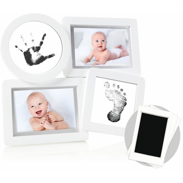 Pearhead Babyprints Newborn Collage Frame with Clean-Touch Ink Pad Included, White
