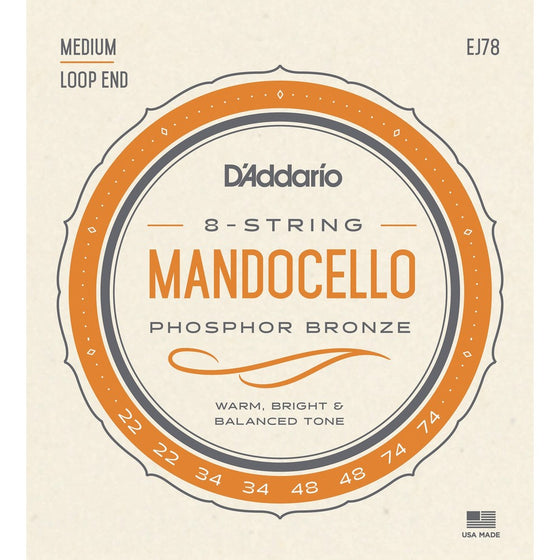D'Addario J78 Phosphor Bronze Mandocello Strings, 22-74
