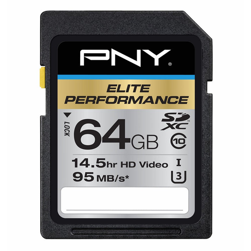 PNY Elite Performance 64GB Flash Memory High Speed SDXC Class 10 UHS-I (P-SDX64U395-GE)