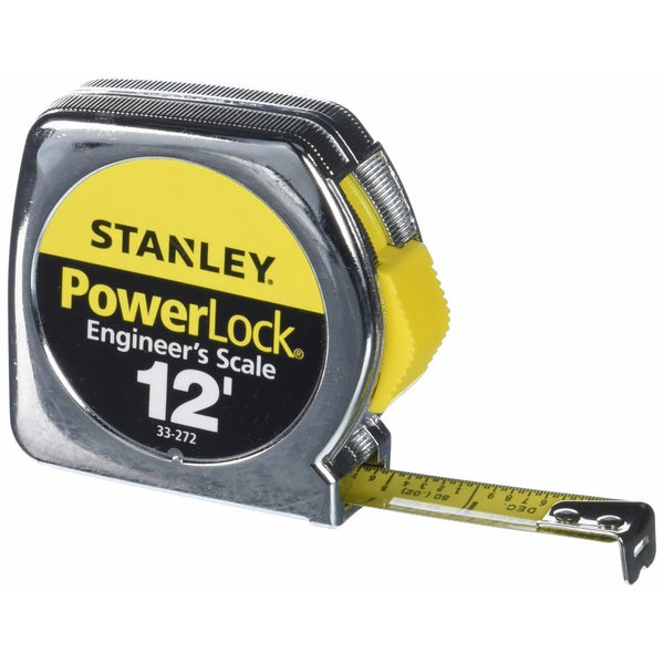 Stanley 33-272 12-by-1/2-Inch Heavy-Duty Powerlock Engineer's Scale Tape Rule with Metal Case
