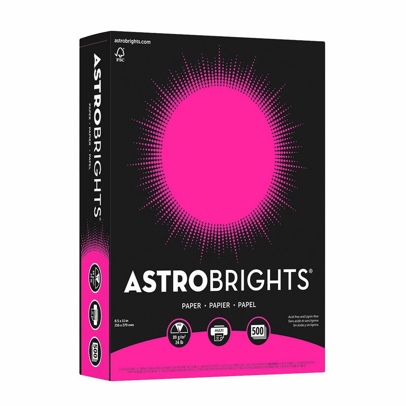 Astrobrights Color Paper, 8.5” x 11”, 24 lb/89 gsm, Fireball Fuchsia, 500 Sheets (21688)