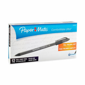 Paper Mate Stick Ballpoint Pens, Medium Point, Black Ink, 12-Pack Pens