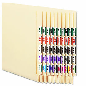 Smead 67380 Single Digit End Tab Labels, Color 0-9 Assortment, 500 per Roll (Box of 5000 Labels)