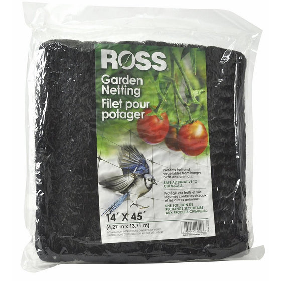 Ross Garden Netting (Multi-Use Netting for Use Around Yard and Garden) Black Mesh Plastic Netting, 14 feet x 45 feet