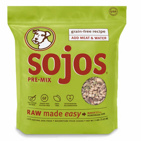 Sojos Pre-Mix Natural Grain Free Dry Raw Freeze Dried Dog Food, 2-Pound Bag