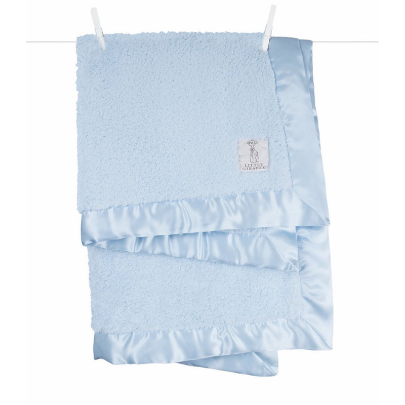 Little Giraffe Chenille Stroller Baby Blanket, Blue, 29" x 35"