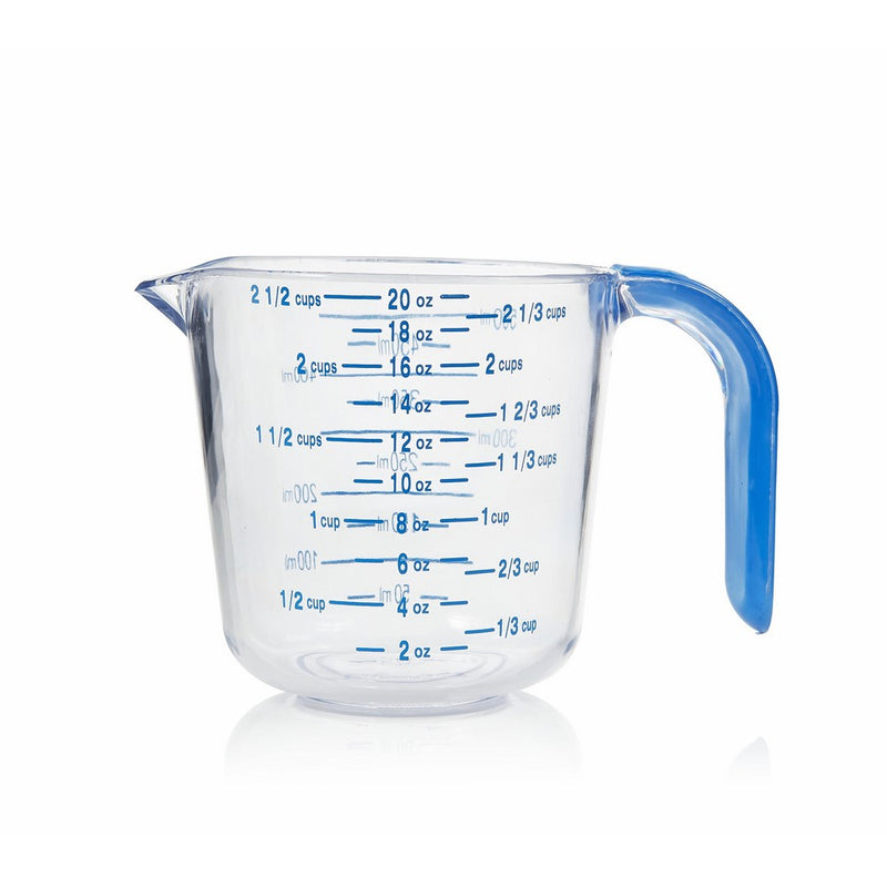 Arrow Home Products 00031 2-1/2 Cup Cool Grip Measure Cup, 20-Ounce Capacity, Crystal with Blue Handle and Graduates