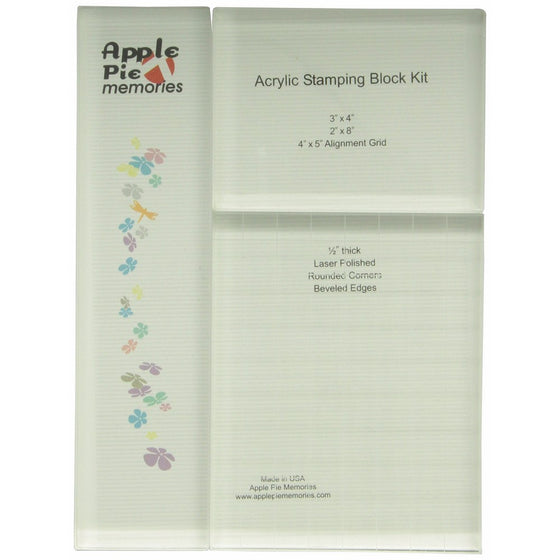 Apple Pie Memories KITAH007 1/2-Inch Thick Acrylic Stamp Block, Set Of 3