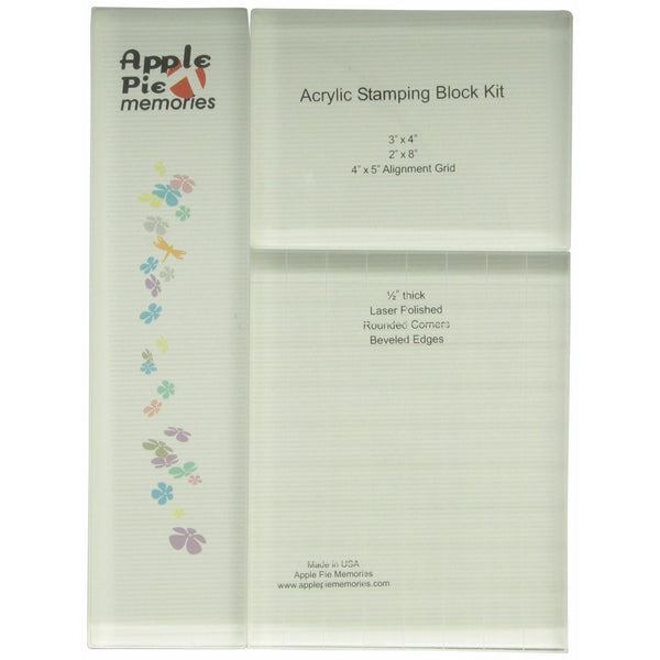 Apple Pie Memories KITAH007 1/2-Inch Thick Acrylic Stamp Block, Set Of 3