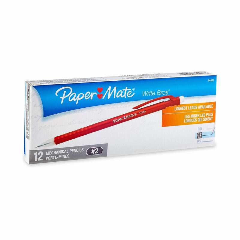 Paper Mate Write Bros Mechanical Pencils, 0.7mm, HB #2, Colorful Barrels, Box of 12