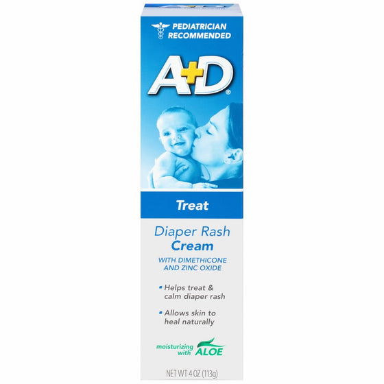 AD Diaper Rash Cream, Dimethicone Zinc Oxide Cream, 4 oz (113 g) (Pack of 4)