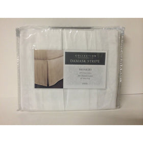 Charter Club Damask Stripe 500 TC Twin Bedskirt White