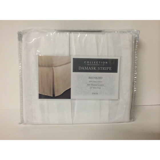 Charter Club Damask Stripe 500 TC Twin Bedskirt White