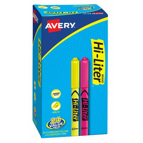 HI-LITER Pen Style, Chisel Tip, Assorted Colors, Box of 24 (29861)