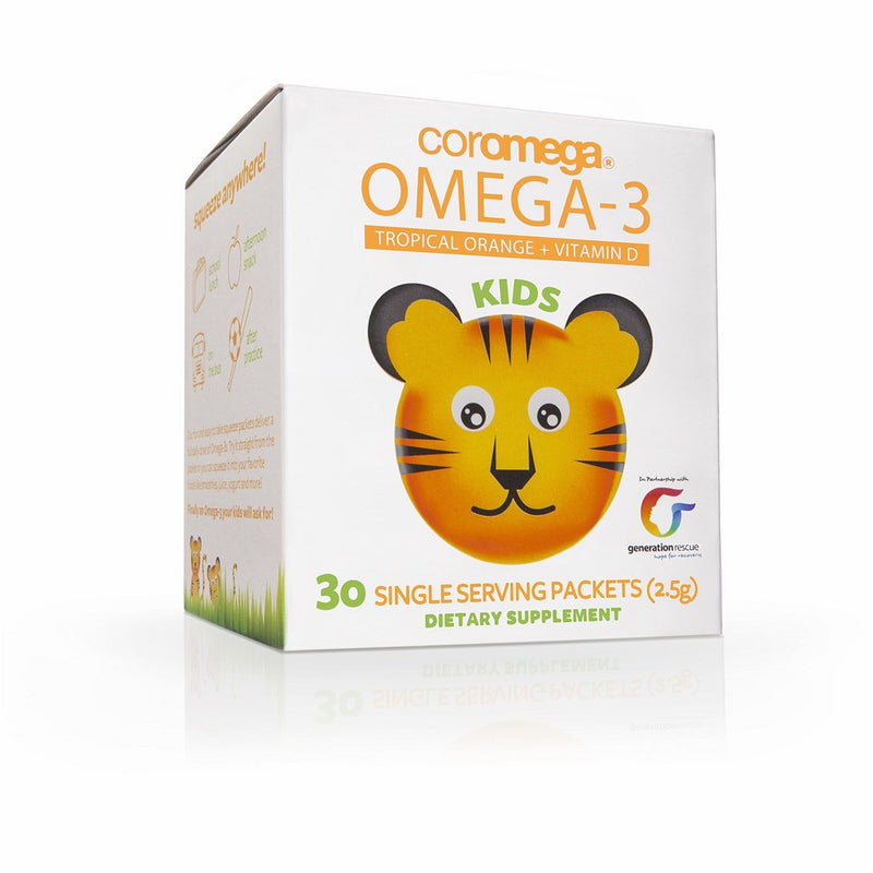 Coromega Kids Omega-3 Fish Oil Squeeze Packets, EPA and DHA, Brain - Eye and Growth Development, 30-Count