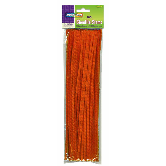 Creativity Street Chenille Stems/Pipe Cleaners 12 Inch x 4mm 100-Piece, Orange