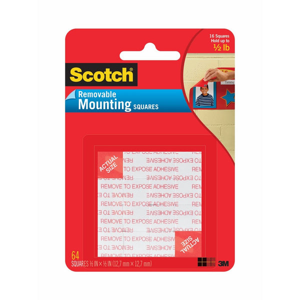 Scotch Mounting Squares, 1/2-inch x 1/2-inch, Black, 64-Squares (108-SML)