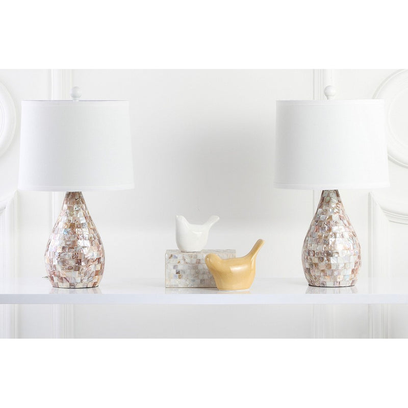 Safavieh Lighting Collection Lauralie Cream Capiz Shell 20.5-inch Table Lamp (Set of 2)