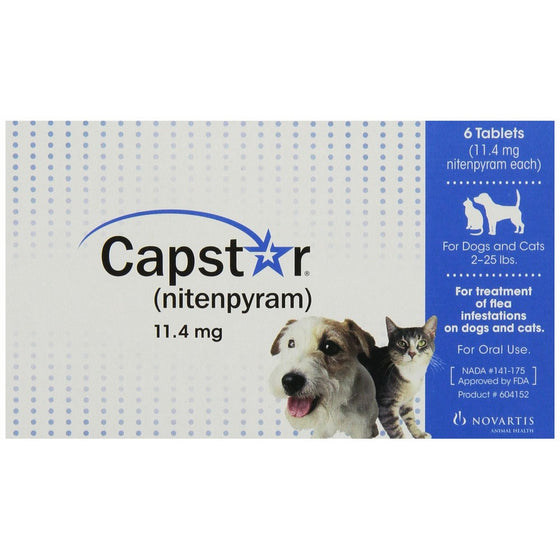 Novartis Capstar Flea Tablets for Dogs and Cats, 6 Count, 2-25 lbs, Blue