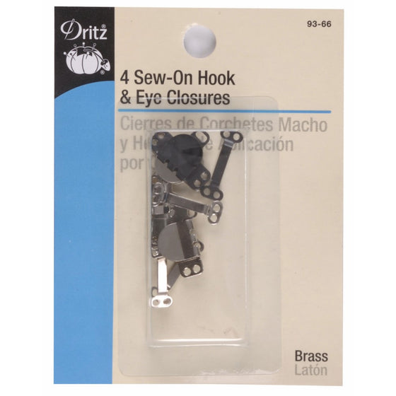 Dritz Sew-On Hook & Eye Closures - Black & Nickel-4 Ct.