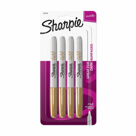 Sharpie Metallic Fine Point Permanent Marker, Gold, 4 Count