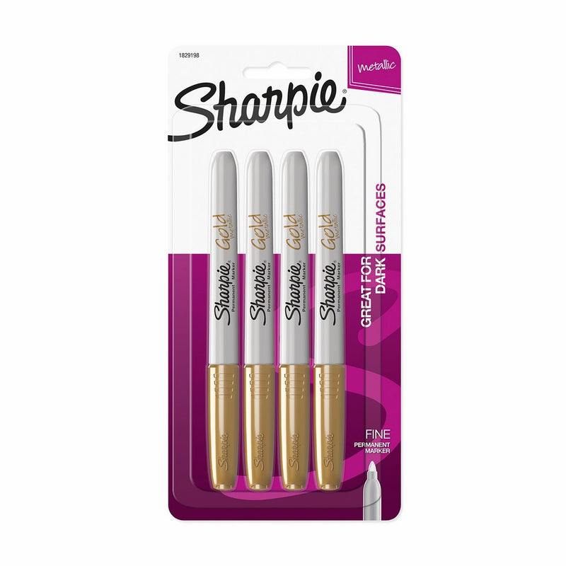 Sharpie Metallic Fine Point Permanent Marker, Gold, 4 Count