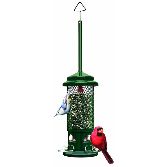 Squirrel Buster Standard 5"x5"x21.5" (w/hanger) Wild Bird Feeder with 4 Metal Perches, 1.3lb Seed Capacity