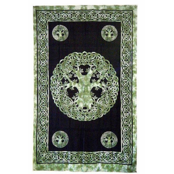 Beautiful Green Celtic Tree of Life Tapestry 72" x 108"