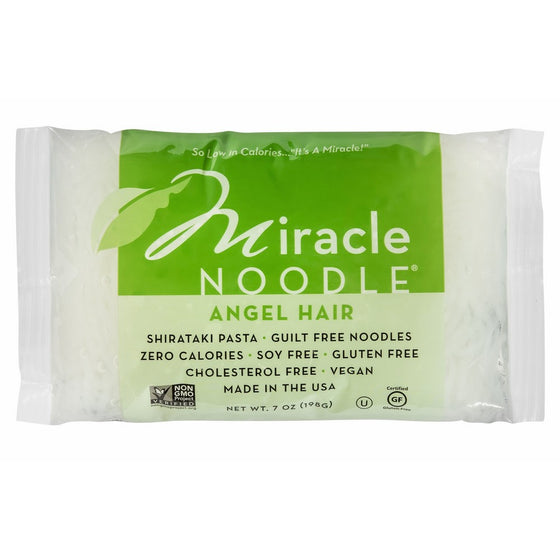 Miracle Noodle Zero Carb, Gluten Free Shirataki Pasta, Angel Hair, 7-Ounce, (Pack of 6)