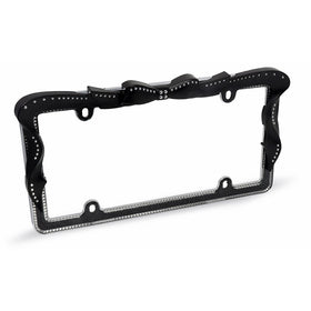 Cruiser Accessories 18545 Ribbon Bling License Plate Frame, Black/Chrome