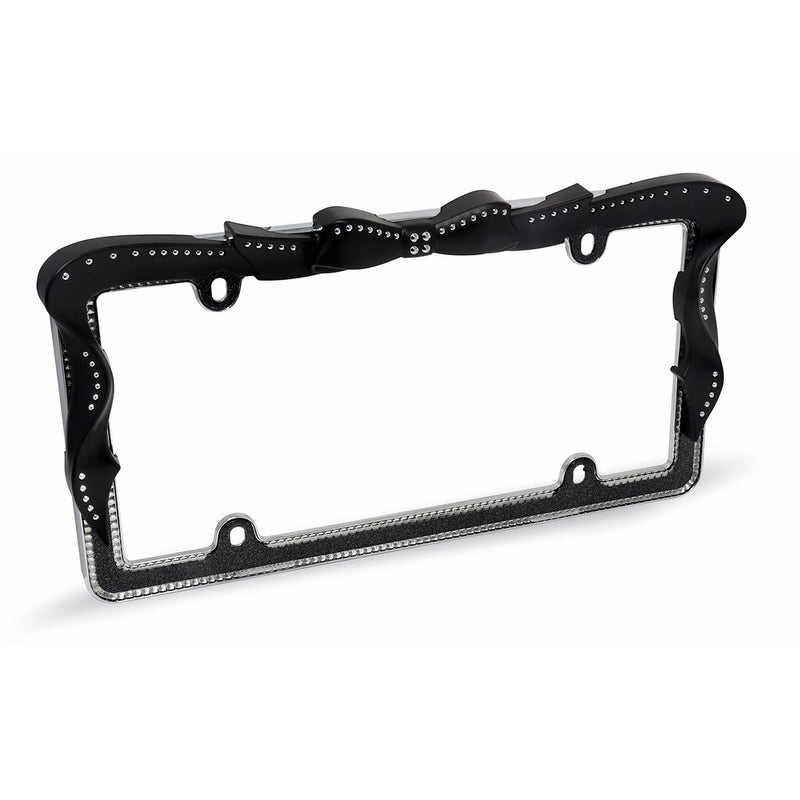 Cruiser Accessories 18545 Ribbon Bling License Plate Frame, Black/Chrome