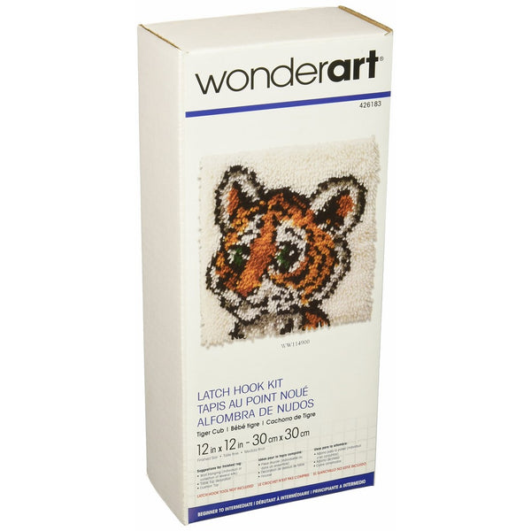 Wonderart Tiger Cub Latch Hook Kit, 12" X 12"