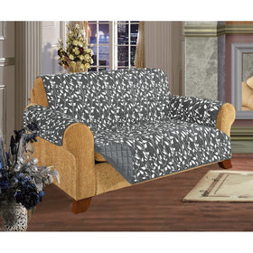 Quilted Pet Dog Children Kids - FURNITURE PROTECTOR- Microfiber Slip Cover Gray Love Seat Leaf Design