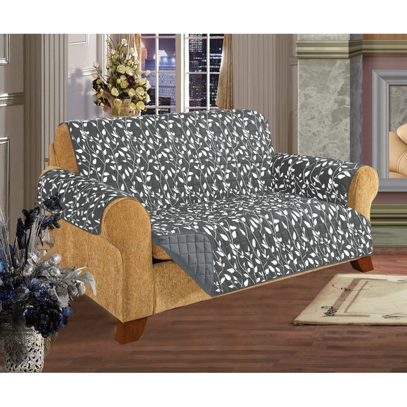 Quilted Pet Dog Children Kids - FURNITURE PROTECTOR- Microfiber Slip Cover Gray Love Seat Leaf Design