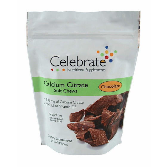 Celebrate Calcium CitrateSoft Chews, 500 mg, Chocolate - 90 Count