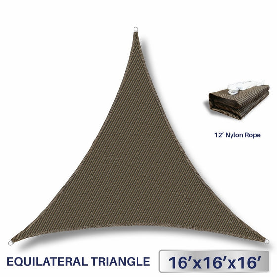 Windscreen4less 16' x 16' x 16' Sun Shade Sail Canopy in Brown with Commercial Grade (3 Year Warranty) Customized Sizes Available