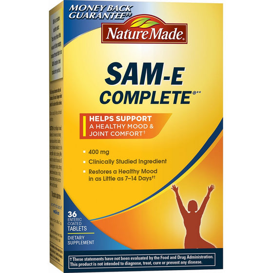 Nature Made SAM-e Complete 400 mg. Tablet (Helps support Healthy Mood & Joint Comfort) Value Size 36 ct