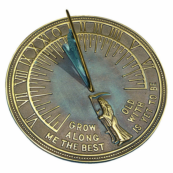 Rome RM2345 Brass Father Time Sundial with Verdigris Highlights