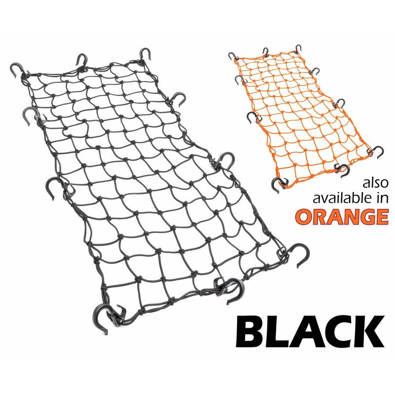 15"x30" PowerTye Mfg Large Cargo Net featuring 10 Adjustable Hooks & Tight 2"x2" Mesh, Black