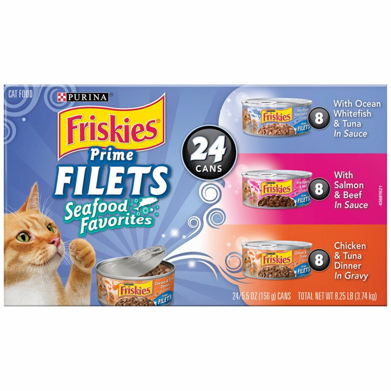Purina Friskies Prime Filets Seafood Favorites Variety Pack Cat Food - (24) 8.25 lb. Box