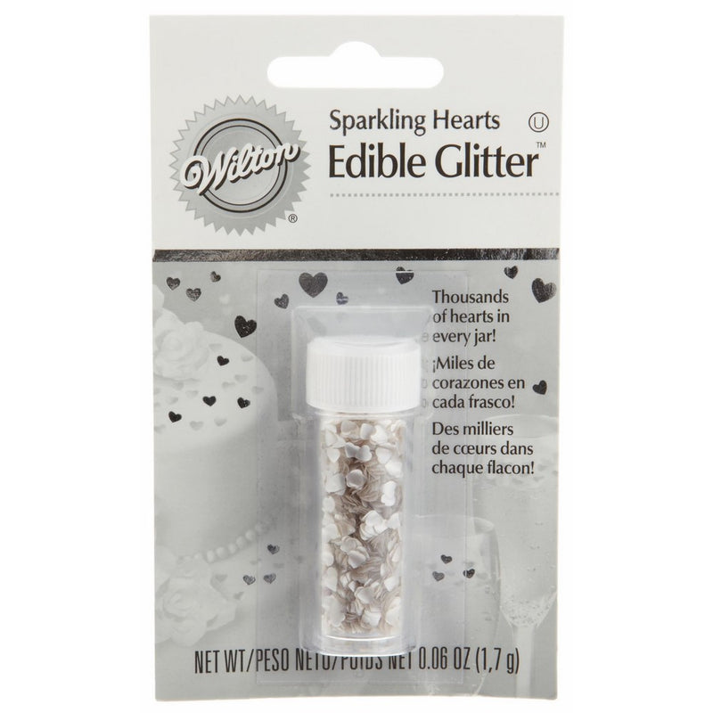 Wilton Edible Glitter, Silver Hearts