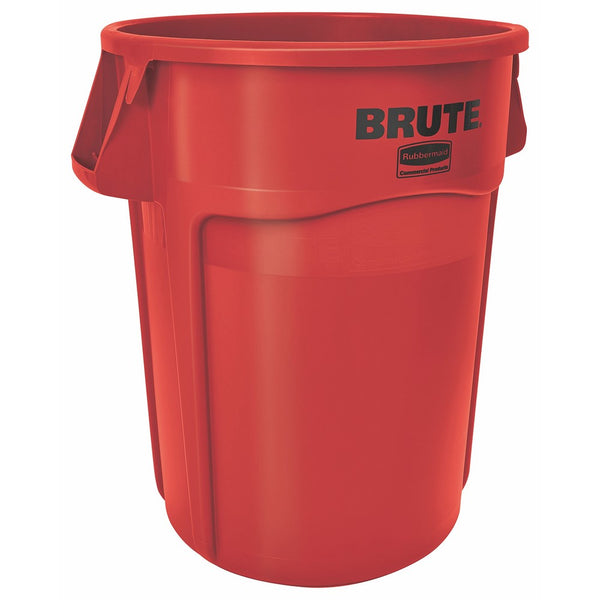 Rubbermaid Commercial Products BRUTE Heavy-Duty Round Waste/Utility Container with Venting Channels, 55-gallon, Red (FG265500RED)