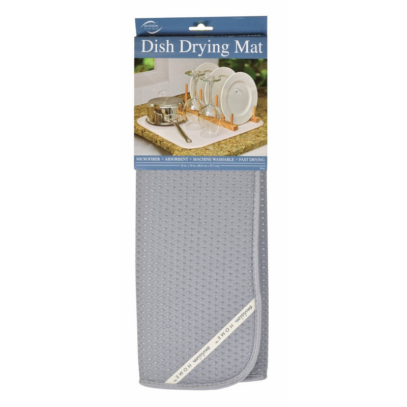 Envision Home Microfiber Dish Drying Mat, 16 by 18-Inch, Gray