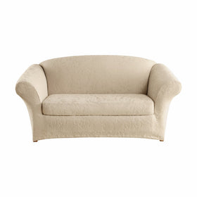 Sure Fit StretchJacquard Damask 2-Piece - Loveseat Slipcover- Oyster (SF40156)