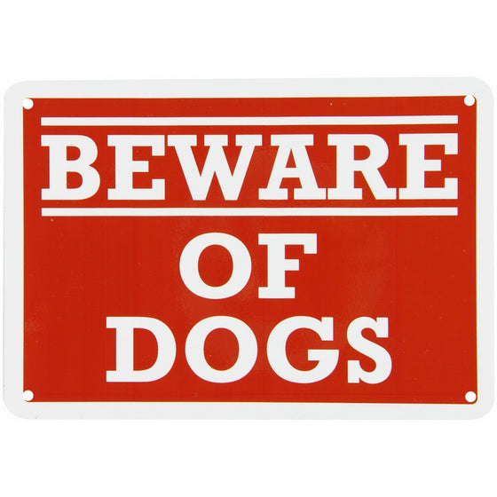 SmartSign Aluminum Sign, Legend "Beware of Dogs", 7" high x 10" wide, White on Red