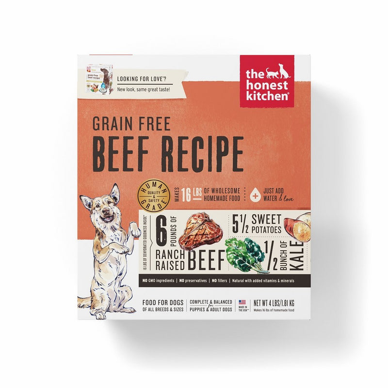 Honest Kitchen The Human Grade Dehydrated Grain Free Beef Dog Food, 4 lb - Love