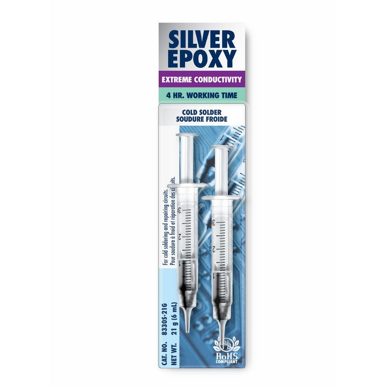 MG Chemicals Silver Epoxy Adhesive, Extreme Conductivity, 4 hr. working time, 21 g Dual Syringe