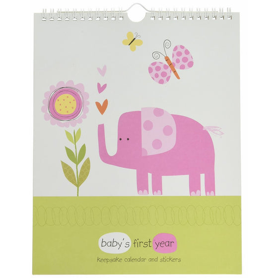 Pepper Pot Baby's First Year Keepsake Calendar, Jungle Friends Girls