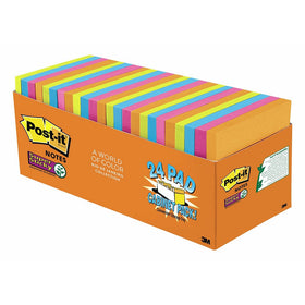 Post-it Super Sticky Notes, 3 in x 3 in, Rio de Janeiro Collection, 24 Pads, 70 Sheets/Pad, Cabinet Pack (654-24SSAU-CP)
